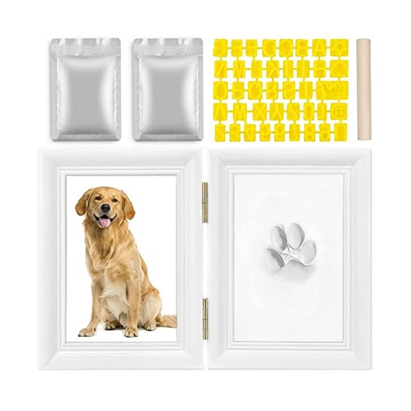 SlowTon Pet Pawprint Keepsake Kit, Picture Frame with Clay Imprint