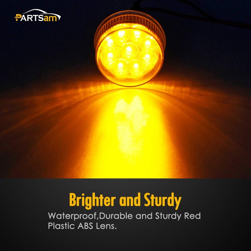 Partsam 10x 2" Round Amber Led Marker Clearance Light 9LED