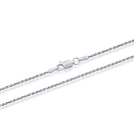 MAZZERI 925 Sterling Silver Chain For Women And Men Real Italian Rope Chain - Thin Sterling Silver Necklace For Women - Rhodium Plated - 1.3/1.6/2/3mm 16" - 24"(1.3mm, 18.0 Inches)