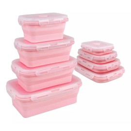 UWEI Loncheras Plegables Y Herméticas De Silicona P/comida 4 Pzs.