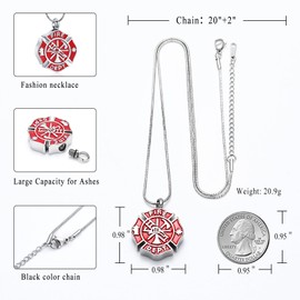 memorial jewelry Firefighter Fire Dept Round Cremation Pendant Cremation Jewelry for Ashes, Stainless Steel, No Gemstone