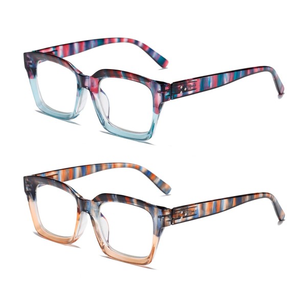 Hubeye 2 Pairs Retro Oversized Large Frame Anti-blue Glasses Men