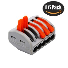 CESFONJER 16 Pcs Compact Splice Connector, One-Touch Connector for Stranded and Single Wire Connections for 5 Holes (PCT-215)