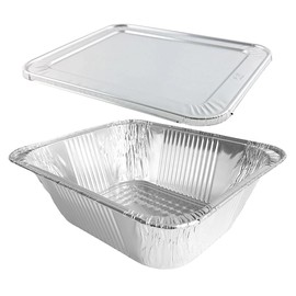 PACTOGO Half-Size (1/2) 4" Extra-Deep Alumium Foil Steam Table Roaster Pans with Lids - Disposable Containers Great for Baking, Cooking, Broiling, Catering, Meal Prep (Pack of 10 Sets)