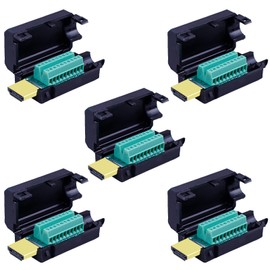 Jienk 5PCS HDMI Solderless Male Quick Connector, Port Terminal Solderfree Breakout Connector Board with Case Accessories