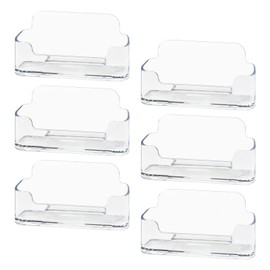 HSYMQ Acrylic Business Card Holder 6 Pack for Desk, Clear Plastic Business Cards Display Holders Stand, Fits 30-50 Business Cards