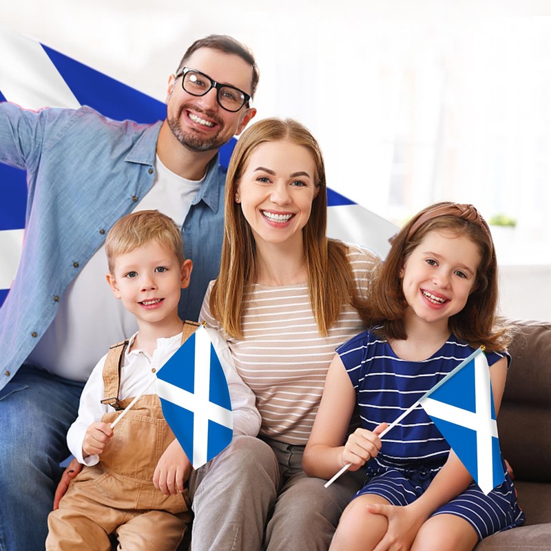 AhfuLife 30pcs Scottish Flags on Sticks for Burns Night Decorations,