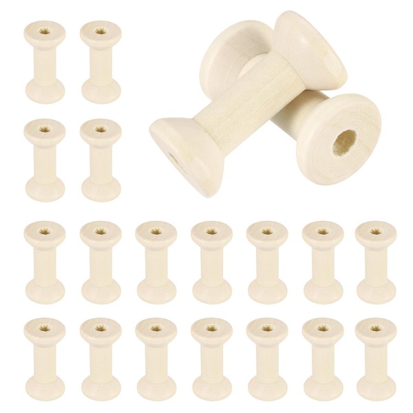sourcing map 20 Pcs Wooden Spool for Craft, 1.6"/40 mm