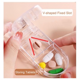 Pill Cutter, Pill Tablet Cutter with Blade Tablet Breaker for Small Pills or Large Pills, Portable Cutting & Storage in One Pill Splitter