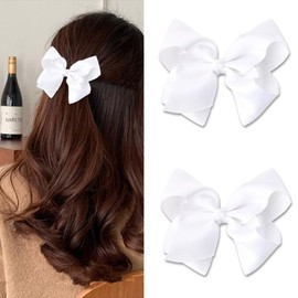 Big Hair Bow Clips White Grosgrain Ribbon Hair Bows for Girls Women Bow Alligator Hair Clips Bowknot Hair Clip Hair Bow Barrettes for Girls Bows Hair Clips Hair Accessories for Christmas Birthday