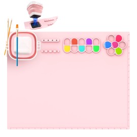 𝗡𝗘𝗪 Silicone Craft Mat,20"x16"Silicone Art Mat with Removable Collapsible Cup and Paint Holder for Resin Jewelry Casting Molds,Nonstick Silicone Painting Mat for Craft