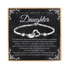 Daughter Sympathy Gifts for Women, Loss of Daughter In Loving Memory of your Daughter Bracelet Message Card Gifts, Daughter Memorial Bereavement Condolence Funeral Gifts for loss of Daughter Remembrance Meaningful Bereavement Gifts Ideas Sorry for Your L