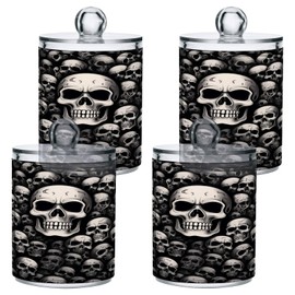Zhirexin Black Skull 2PC Airtight Transparent Glass Storage Jar, Food Storage Container Glass, Can Store Candy, Salt, Coffee Beans, With lid, Easy To Use