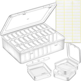 LetCartMaker Bead Storage Box, Small Plastic Storage Boxes, Clear Clay Beads Storage Container with Hinged Lid and Rectangle for Crafts, DIY, Diamonds, Small Parts