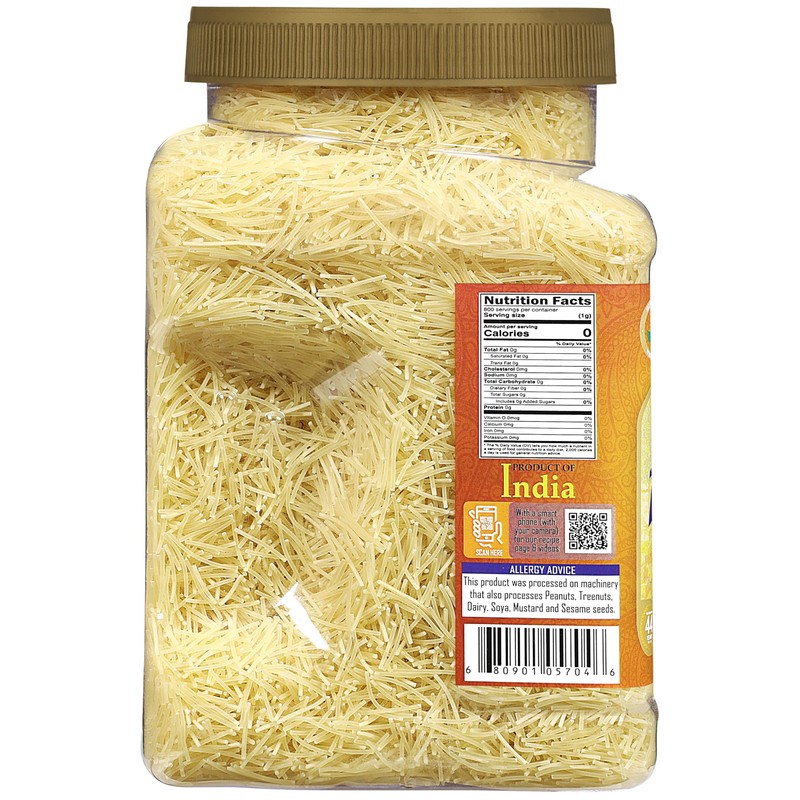 Rani Plain Vermicelli (Wheat Noodles) 28oz (1.75lbs) 800g PET Jar