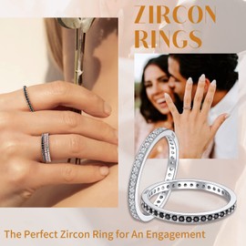 Suplight 925 Sterling Silver Cubic Zirconia Eternity Rings, Vintage Stackable Anniversary Wedding Band for Women Size 11