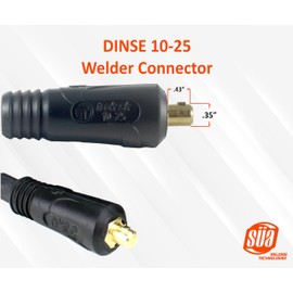 SÜA - 200 Amp Welding Electrode Holder Lead Assembly - Dinse 10-25 Connector - #2 AWG 100% Copper Cable (15 FEET)