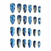 MERVF Almond Press on Nails Medium Fake Nails Blue Marble