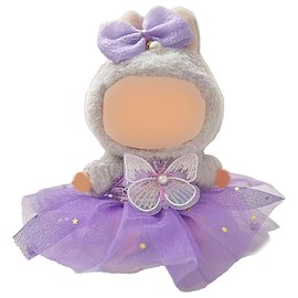 CPCOIN Doll Accessories Kawaii Designed Clothes Set Fits 17cm Dolls Purple Trendy Butterfly Chiffon Dress with Bow Clip Sweet Stylish Outfit for Plushy Doll (Style 5)