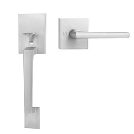 goldenwarm Brushed Nickel Front Door Handle, Entry Door Handle and Reversible Handle Lever, Single Cylinder Front Door Lock Only, Entry Way Handleset