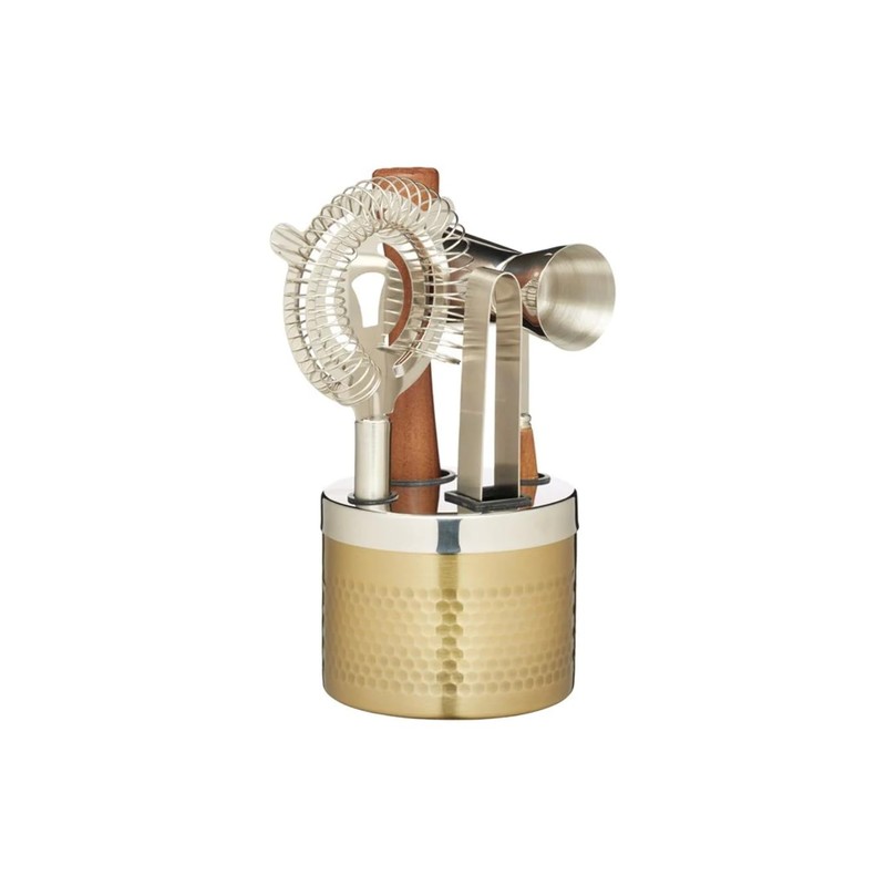 BarCraft Cocktail Tool Kit and Stand, 5 Piece Gift Set,