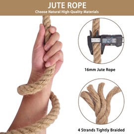 Natural Hemp Rope 1 Inch 100 ft Twisted Manila Rope Heavy Duty Thick Jute Rope for Swing Bed, Railing, Crafts, Docks, Tug of War, Decorating, Nautical, Landscaping, Hammock(24mm,30m)