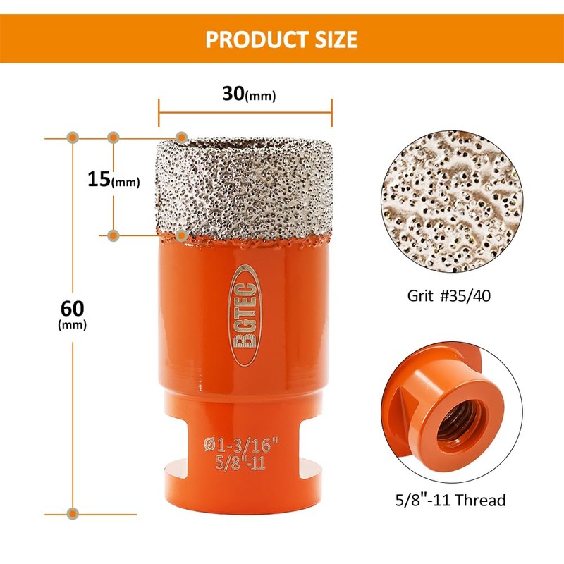 Diamond Core Drill Bit 30mm BGTEC Diamond Hole Saw Tile