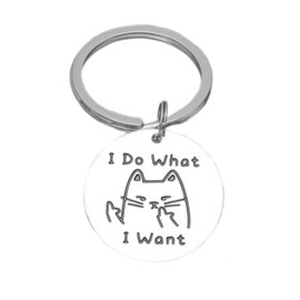 Reizteko Cute Cat Themed Keychain for Women, Funny Cat Lover Gifts for Birthday, Mother's Day, Valentine's Day ('I Do What I Want')