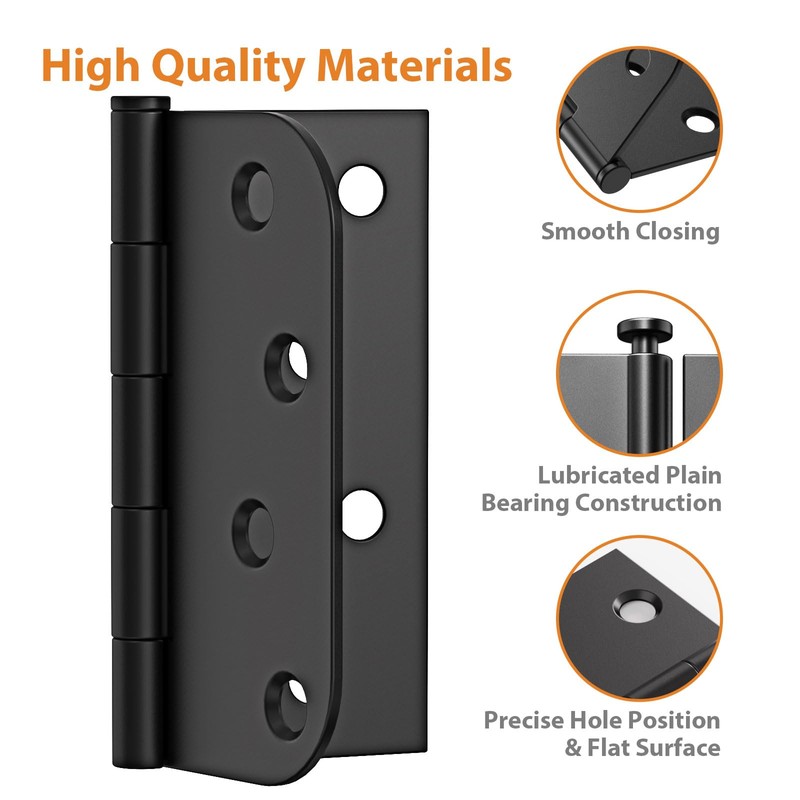 AmzGod 24 Pack Matte Black Door Hinges 4 Inch, Heavy