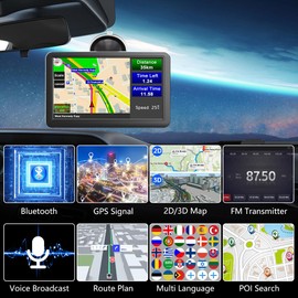 Bluetooth GPS Navigation for Cars Australia 7 inch Car Sat Nav for Trucks Lorry Maps Updates POI Postcode Speed Camera Alerts