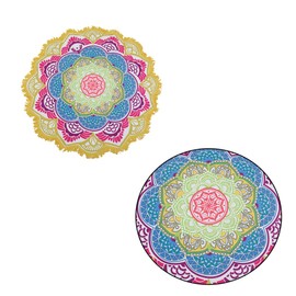 CAXUSD Comfy Round Beach Towel Lightweight Fitness Blanket Soft Polyester Shawl Decorative Tassels for Camping (7)