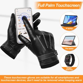 GSG SINCE 1998 Mens Genuine Leather Gloves Warm Wool Lined Sheepskin Gloves Touchscreen Winter Gloves Black Large