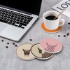 Light Luxury Cat Monogram Ceramic Round Absorbent Coasters with Cork