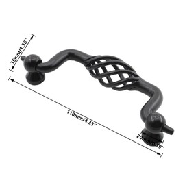 TTZEZE 6 Pack Cabinet Knobs, Birdcage Nest Twist Handle Pull Cupboard Dresser Drawer Closet Wardrobe Bookcase Hardware for Kitchen Bathroom Bedroom with Screws (Birdcage 96mm/3.78", Black)