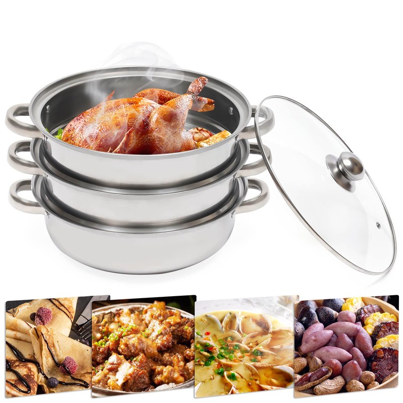 FIPINIXK Three-Layer Steamer Pot for Cooking Multipurpose Vegetable Steamer Stainless