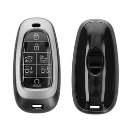 kwmobile Key Cover Compatible with Hyundai 7-Button Ioniq 5 Tucson NX4 Santafe - Soft TPU Car Key Fob Protector Case - Black Matte/Black