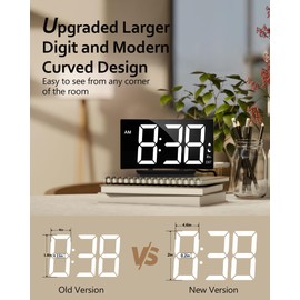 GOLOZA Digital Alarm Clock for Bedrooms, Digital Clock with Customizable Night Mode, 5 Levels Brightness+Off, 2 Volume, 3 Alarm Tones, Snooze, USB Charging Port, Power-Off Memory, 12/24H/DST Beside