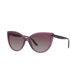 Vogue Eyewear Woman Sunglasses Transparent Purple Frame, Polar Grey Gradient Violet Lenses, 57MM