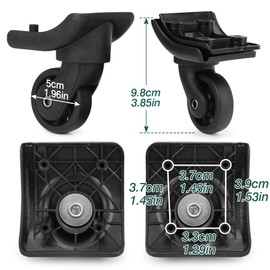 Ech.Apr 1 Pair Luggage Wheels Replacement,Mute Suitcase Wheel Repair Set, Black Luggage Suitcase Caster Wheel Replacement Parts, Black, 2pcs, EA149-Single