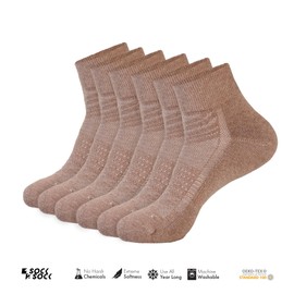 1SOCK2SOCK 6 Pack Ankle Athletic Socks for Men & Women Cotton- Crew Socks- Low Cut- Quarter Cushion Running Socks (Brown, X-Large)