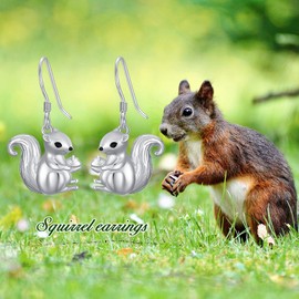 PROESS Frog/Squirrel Earrings Sterling Sliver Frog Jewelry Frog Gift for Women Nickel Free (Squirrel)