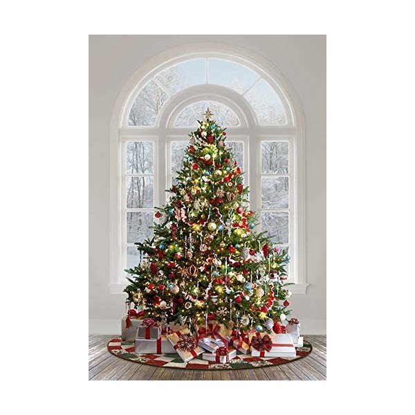 Hoffman Christmas Tree Standing in Front of Window Cotton Fabric 36 X 44