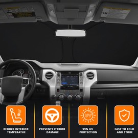 D-Lumina Winshield Sun Shade with USA Flag for 2007-2021 to-yota Tundra, Foldable Front Sun Shield Protector Blocks UV Rays, Window Sunshade Sun Visor Interior Accessories