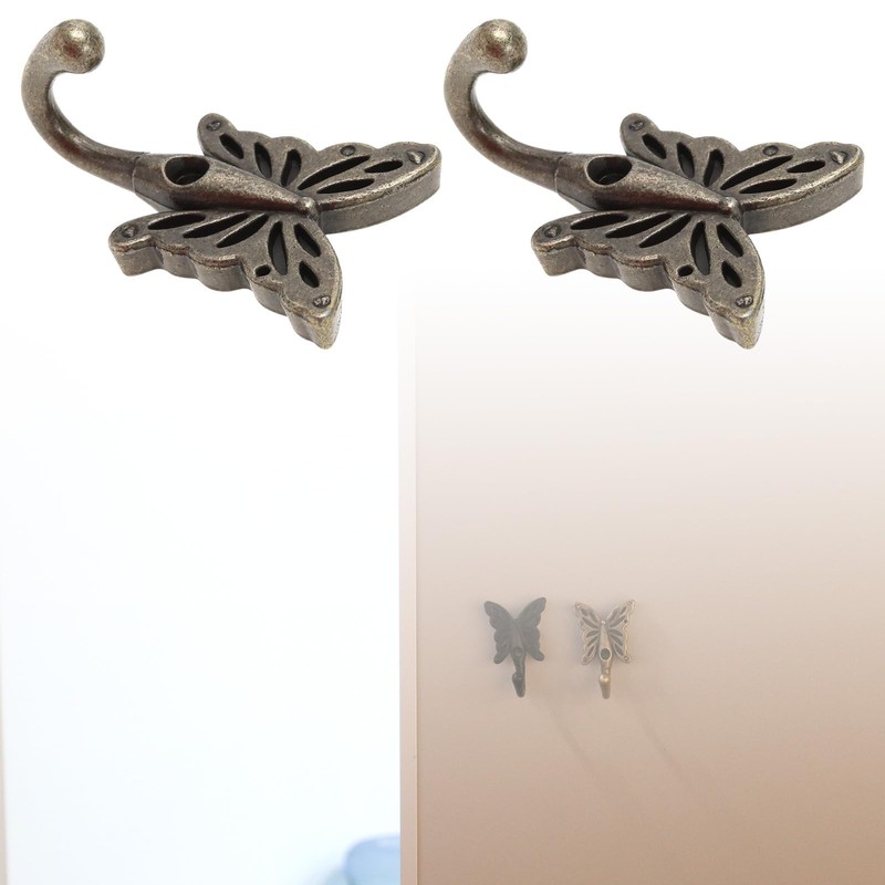 VGOL 4 Pcs Butterfly Shaped Wall Hooks Antique Decorative Wall