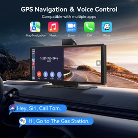 Carpeer Wireless Carplay Screen for Car, 10.26" Portable Car Play Touchscreen with 4K Dash Cam,1080P Backup Camera,Carplay&Android Auto,Loop Recording,GPS Navigation,Bluetooth (10.26inch)