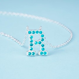 Dixbix Women Initial Letter R Necklaces,Initial R Birthstone Necklace Jewelry Gifts for Women (R December-Zircon Blue)