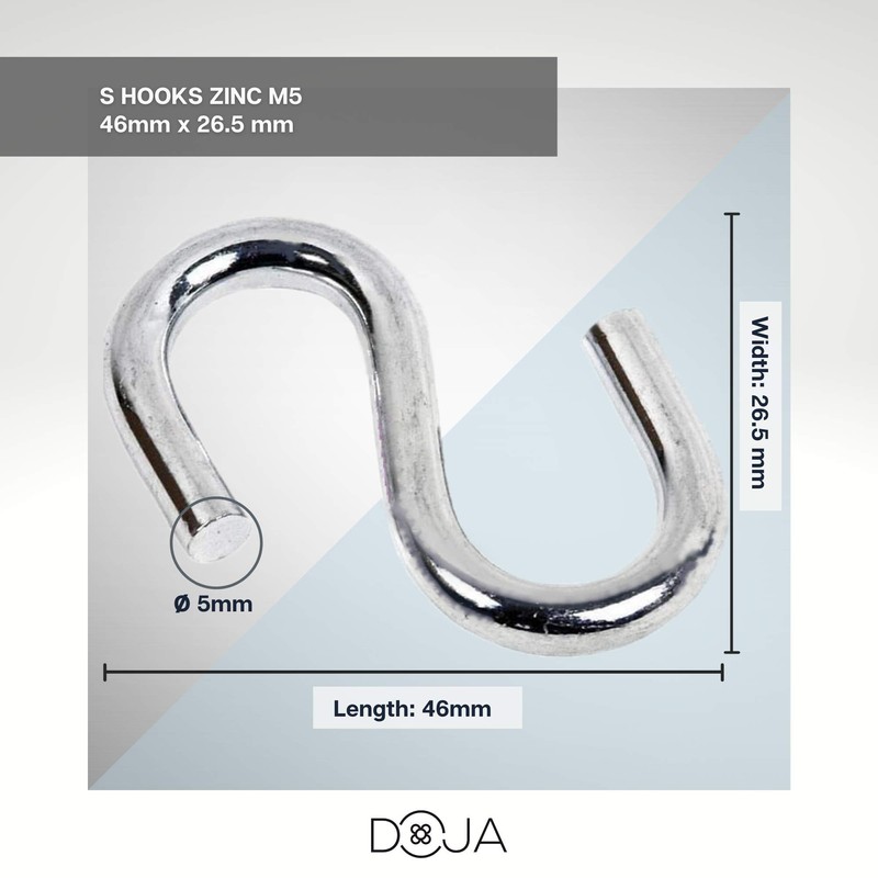 DOJA INDUSTRIAL S Hooks M5 Pack 25 Galvanised Steel Hooks