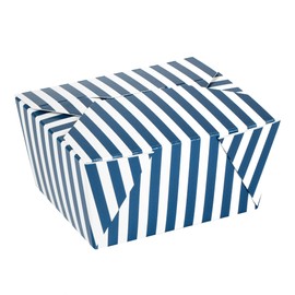 Restaurantware Bio Tek 5.1 x 4.1 x 2.6 Inch Food Containers, 200 Durable Takeaway Boxes - Disposable, Striped, Blue And White Paper 30 Ounce Takeout Boxes, Rectangle, For Takeouts And Delivery
