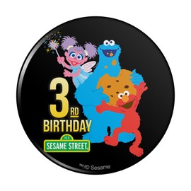 Sesame Street 3rd Birthday Pinback Button Pin - 3" Diameter
