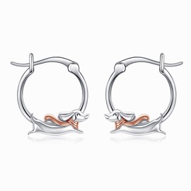 CUPENDA Dackel Ohrringe 925 Sterlingsilber süßer Hund Tier Creolen Schmuck für Damen Hundeliebhaber